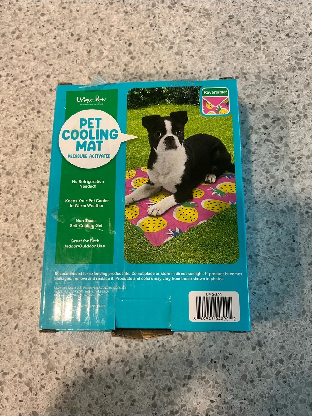 Unique Petz Pineapple Print Pet Cooling Mat - Pink & Yellow
